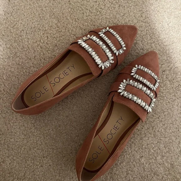 Rhinestone Mauve Flats - Picture 2 of 11